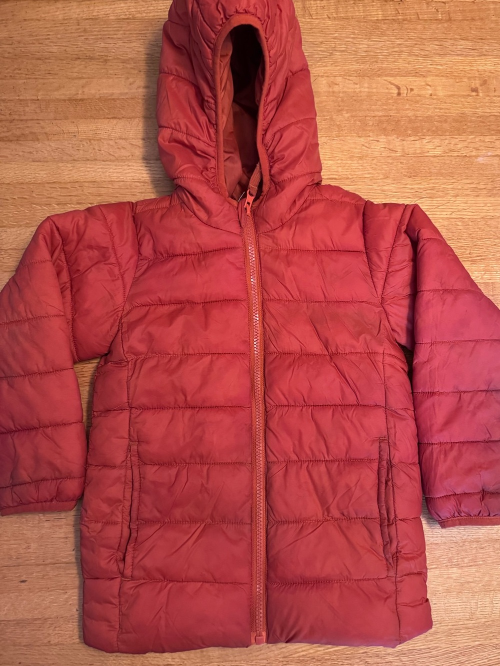 okie dokie Rust Red Hooded Puffer Jacket